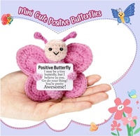 Nueva muñeca de mariposa de energía positiva de ganchillo hecha a mano, insecto de dibujos animados, adorno emocional, regalo de vacaciones, decoración de fiesta