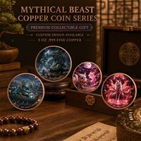 Pièce de monnaie de la série Guardian Beasts en cuivre pur 999 de 5 oz, finition couleur UV en relief 3D style graffiti pour collectionneurs