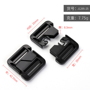 Black <b>Plastic</b> <b>Sliding</b> Buckles 25mm Inner Diameter Durable For Bags Webbing Adjustable Fasteners - Product Image 4