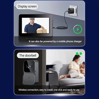 Sonnette de porte visuelle sans fil, écran de surveillance selfie, écran 4,3 pouces, interphone audio bidirectionnel, stockage local, installation facile, modèle M10