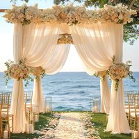 Arche de mariage pour rideaux en tissu polyester transparent, 20 pieds de long, portable et réglable pour décorations de cérémonie de mariage et de fête