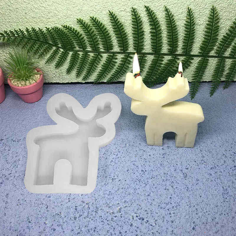 창조적 인 새로운 DIY 크리스마스 사슴 아로마 테라피 양초 실리콘 몰드 3D 입체 눈 사슴 모델 석고 연마제 availab