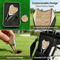 SY 24 Prix d'usine Vente en gros Marqueur de balle de golf amovible avec logo personnalisé en acier inoxydable, étanche, avec outil de réparation de divots
