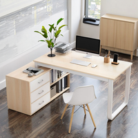 Organisateur de luxe en forme de L Studio Bureau d'étude Design moderne Bureau en bois pour chambre à coucher