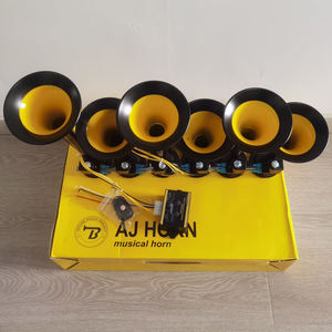 แตรลมรถยนต์ 6 ท่อ 36 เสียง แตรลมไฟฟ้าสำหรับรถบรรทุก แตรลมโลหะพร้อมปุ่มกด ไม่มีแบตเตอรี่ - Product Image 2