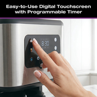 Cafetière à filtre programmable 14 tasses avec écran LED, saveur intense, anti-goutte, corps en acier inoxydable, pour café chaud