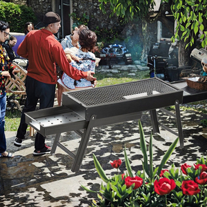 Barbecue portable en acier inoxydable, <span class=keywords><strong>grill</strong></span> pliable pour brochettes et mangal, réchaud de camping extérieur avec fonctionnalités au charbon de bois - Product Image 4