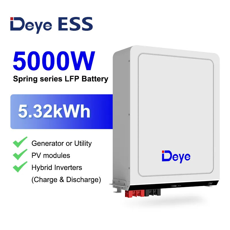 Deye Ess RW-M5.3 Pro Hot Safe Muur Gemonteerd 51.2V 104ah Lifepo4 Zonne-Energie-Opslagbatterij