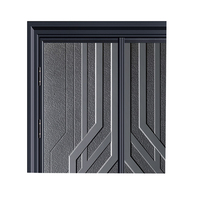 Porte d'entrée double antivol moderne pour villa, surface finie, construction en acier galvanisé, GEMINI GST-51A, taille personnalisable