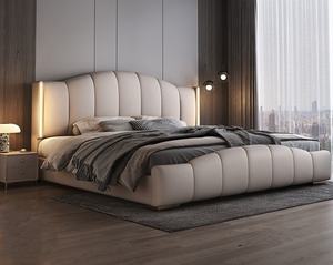 Camas Tapizadas Modernas con Luz LED <span class=keywords><strong>2026</strong></span>, Camas Dobles Queen de Tela Suave, Estructura de Pino, Muebles para Dormitorio Principal, Cama King Size al por Mayor - Product Image 1