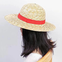 SOLPOP Chapeau de paille 1 pièce, costume d'anime, chapeau de paille d'été, accessoires de cosplay de pirate pour adulte, chapeau Panama avec ruban rouge