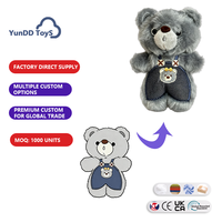 En gros, Porte-clés pendentif en peluche ours en fourrure style salopette de dessin animé, OEM, mini ours mignon, jouet animal en peluche pour promotion