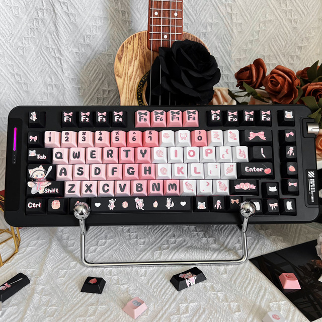 Custom Cute Maid Cat 139-Key PBT Dye Sublimation OEM Profile Full Keycap Set for MX Switch Mechanical Gaming Keyboards