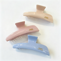 Pince à cheveux en acétate écologique Fanxing avec logo personnalisé, 10 cm, rose brillant, luxe, simple, géométrique, accessoires pour cheveux