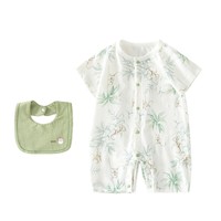 Ropa de Verano para Bebé, Mono de Manga Corta, Algodón Fino, Body para Escalar con Babero