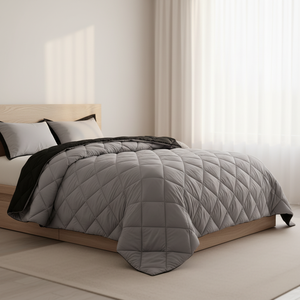 <span class=keywords><strong>Couette</strong></span> réversible gris et noir matelassée en losanges, alternative au duvet, toutes saisons, pour chambre à coucher - Product Image 1