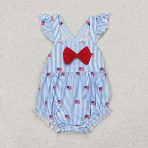 RTS ชุดรอมเปอร์ลายธงโบว์น่ารักสำหรับเด็กผู้หญิง 4th of July - Product Image 3