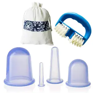 Set di terapia per coppettazione 7 pezzi tazza anticellulite in Silicone ventose per aspirazione sottovuoto set di coppette per il viso kit massaggiatore per corpo e viso