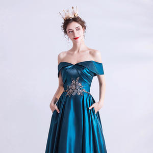 Robe de <span class=keywords><strong>soir</strong></span>ée pour réunion annuelle 2022, nouvelle collection été, performance sur podium, animatrice, robe bleue à une épaule, robe de banquet, robe de fête - Product Image 3