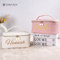 Trousse de Maquillage Portable en Cuir PU Brodé Personnalisé, Fermeture Éclair, Sac de Rangement Cosmétique de Voyage, Vente en Gros OEM