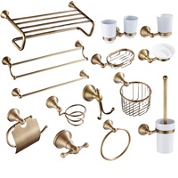 Ensemble d'accessoires de salle de bain en cuivre massif avec garantie de 10 ans, finition or antique, porte-serviettes et porte-mouchoirs de haute qualité, kit de quincaillerie de luxe de style européen