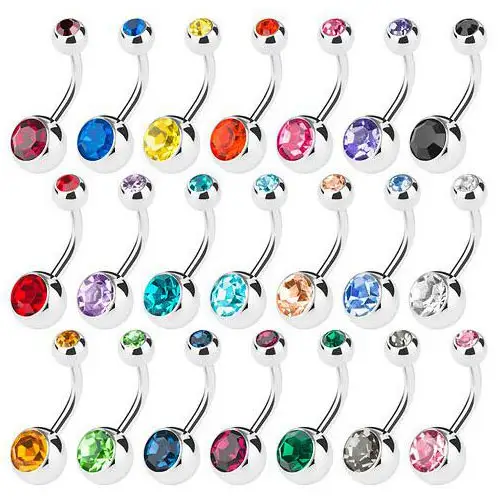 double gem belly rings body piercing jewelry