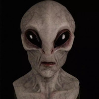 Masque d'Alien Effrayant en Latex Noir Réaliste Plein Visage, Vente en Gros, pour Fête Costumée d'Halloween