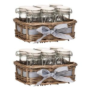 Articles ménagers Chalet <span class=keywords><strong>Lot</strong></span> De <span class=keywords><strong>6</strong></span> Pots À Épices En Verre Corbeille En Osier Gris - Product Image 2