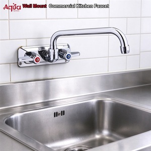 Grifo de cocina de latón sin lacar, grifo mezclador de fregadero de cocina, grifo de agua de latón, grifería de latón comercial moderna doble - Product Image 1