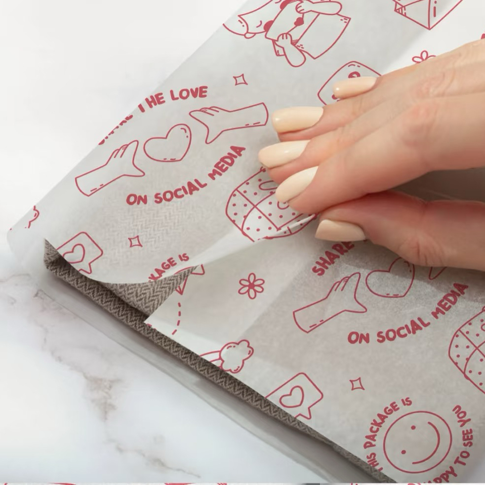 Customizable Brand Logo Tissue Paper Printing Service for Packaging Holiday Clothing Gentlewoman Bag