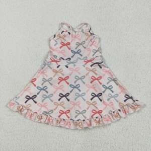 Vente en gros de robe de yoga sans manches à imprimé floral rose pour filles actives et prêtes à être expédiées pour les tout-petits - Product Image 6