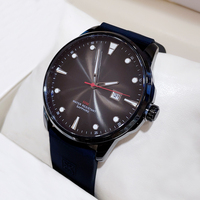 Montre d'affaires pour hommes, bracelet en cuir, cadran minimaliste, affichage de la date, montre-bracelet à quartz étanche, cadeau pour la Saint-Valentin