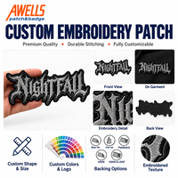 Patch brodé gothique personnalisé avec lettrage foncé pour sweats à capuche, vestes, sacs, chapeaux et streetwear AWELLS