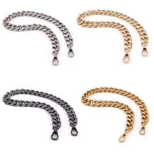 China Supplier Handbag Chain Metal Replacement Flat Chains Clasp Silver Gold For Garment Fancy Chain