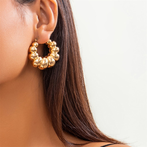 SHIXIN Hochwertige Vintage Punk Geometrische Kreisförmige Creolen Damen Trendige <span class=keywords><strong>Goth</strong></span> Exquisite C-Form Piercing Ohrringe Y2K Schmuck - Product Image 1