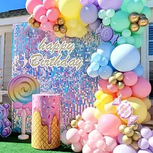 파티 장식 용품 도매 쉬머 벽 패널 귀여운 아기 생일 파티 스팽글 배경