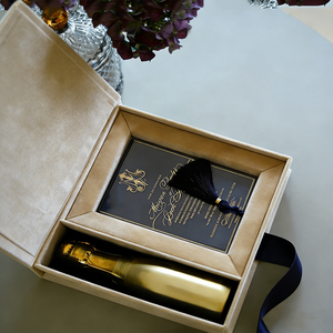 Boîte d'emballage de luxe personnalisée en velours pour <span class=keywords><strong>champagne</strong></span>, avec carte dorée et gland, couvercle à charnière, coffret cadeau pour bouteille de <span class=keywords><strong>champagne</strong></span> - Product Image 2