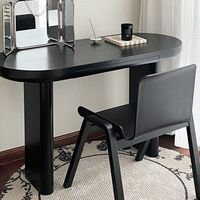 Bureau en bois massif noir vintage du milieu du siècle - Design mobile écologique pour usage domestique ou de bureau - Bureau d'écriture créatif minimaliste