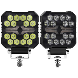 Nouveau projecteur carré LED 4 pouces 4x4 2024, 16 LED, DRL ambre pour camion, feux de travail LED, couvercle noir, phares carrés LED - Product Image 3
