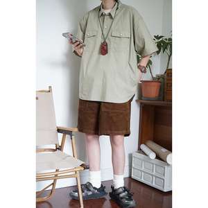 Men's Retro Summer Satin Workwear <b>Shirt</b> <b>Short</b>-<b>Sleeved</b> Button-Up with Anti-Wrinkle Printed Collar Casual Hot Hot Button-Up <b>Shirt</b> - Product Image 1