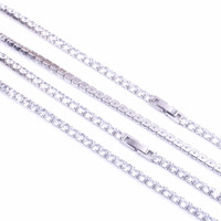 Collier tennis en acier inoxydable 316L argenté avec zircone cubique taille ronde sertie à griffes, fermoir boîte, collier ras du cou classique, bijoux pour femmes, vente en gros, personnalisé, OEM