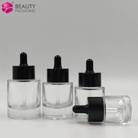 Clair 10ml 15ml 30ml 40ml 50ml rond cosmétique visage cheveux verre sérum pompe huile essentielle flacon compte-gouttes avec bouchon noir