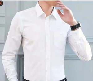 Camisa Larga Blanca Pura para Hombre, Delgada, de Alta Calidad, Manga Larga, Estilo Profesional de Negocios, Camisa Negra de Moda, Nueva - Product Image 6