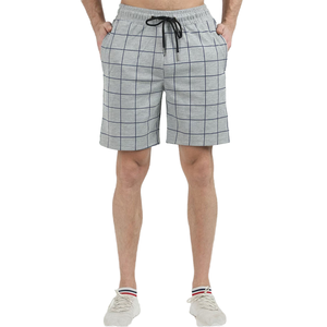 Short de bain pour homme à taille mi-haute en polyester/coton avec cordon de serrage, imprimé à carreaux classique personnalisé, style hip-hop, respirant, imperméable et à séchage rapide - Product Image 2