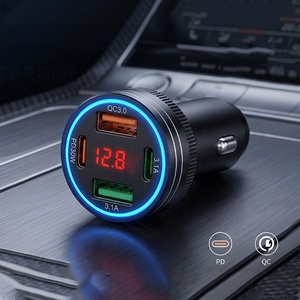 HNT 65W Digital Display Car Cigarette Lighter USB Charger 4 Port QC3.0 Car Charger Fast PD 30W Quick <strong>Charge</strong> Type <strong>C</strong> Car Charger - Product Image 1