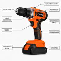 Perceuse électrique portable 21V, mandrin sans clé 10 mm, moteur sans balais, vitesse variable pour la construction et les réparations domestiques