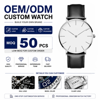 Montre à quartz unisexe personnalisée Hannah Martin CB01, bracelet en cuir, élégante, mode, cadran minimaliste, montre-bracelet de luxe, OEM ODM