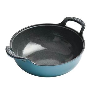 Vente chaude Chinois Grand Wok Rond Ustensiles De Cuisine 26cm Bleu Émaillé En Fonte Réchauffeur De Nourriture Casseroles Antiadhésif <span class=keywords><strong>Faitout</strong></span> Avec Couvercle - Product Image 1