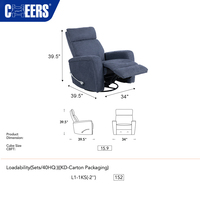 MANWAH CHEERS Fauteuil inclinable manuel pivotant à 360°, fauteuil à bascule moderne avec dossier rembourré, fauteuil de salon, fauteuil individuel