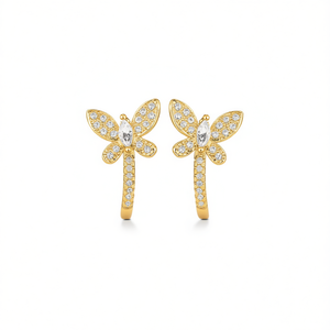 Pendientes de mariposa de oro con circonita marquesa, diseño de insecto, para mujer, joyería de moda para fiestas, aleación chapada en oro de 18 quilates - Product Image 1